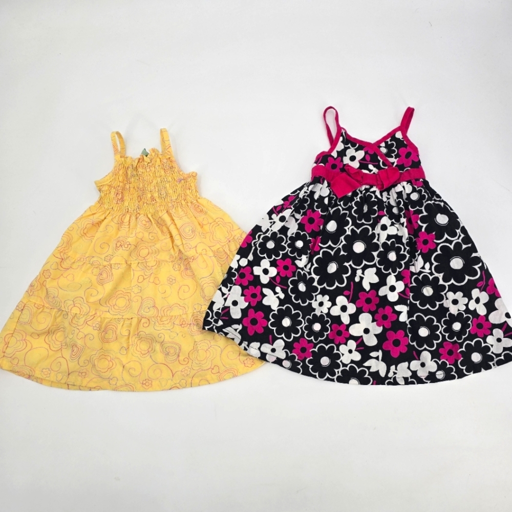 Penny M Yellow and Black Floral Kids Dress Duo Size 2T